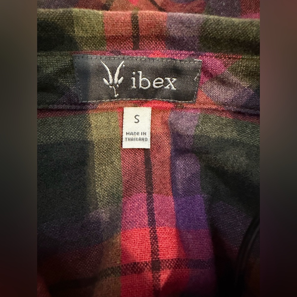 IBEX flannel Button-Up Shirt in Olive Green and Pink - Picture 2 of 7